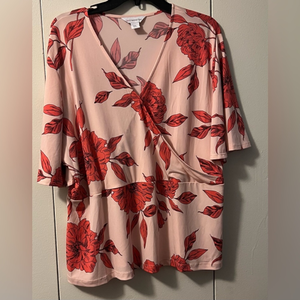 Liz Claiborne  Wrap Blouse with 3/4 Sleeves (Size XXL) NWOT